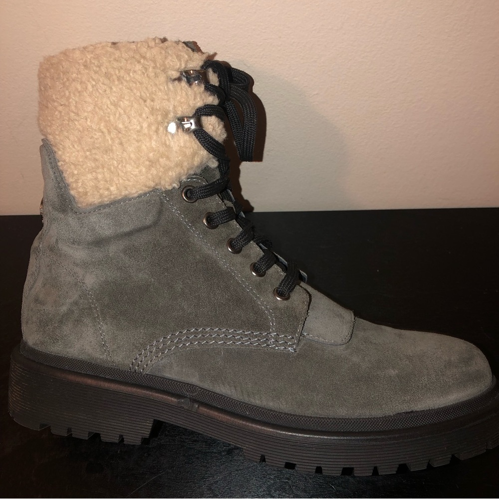 Moncler Authentic Gray Suede Patty Military Ankle Boots,Size-38 - Picture 15 of 16